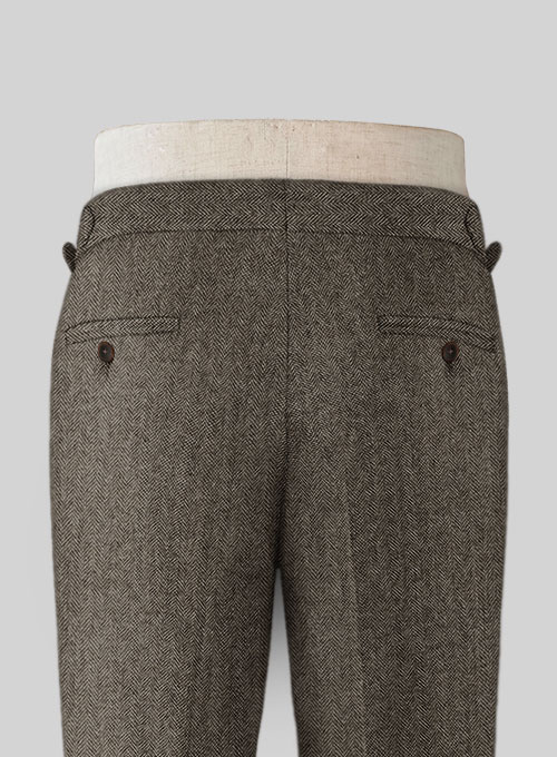 Oxford Herringbone Pleated Trousers