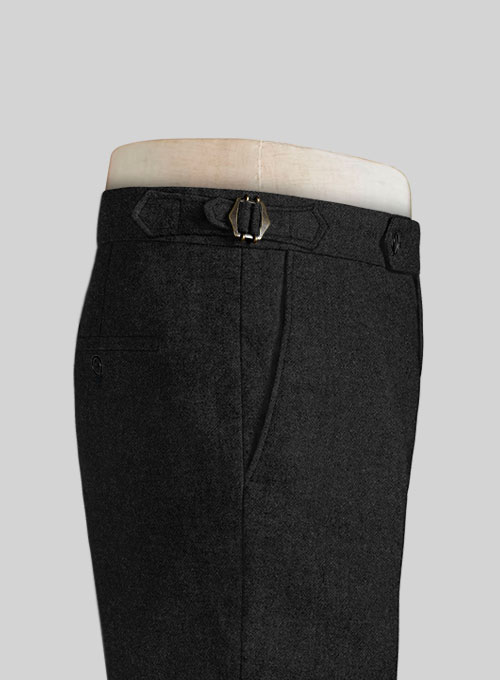 Vintage Plain Black Highland Tweed Trousers - Click Image to Close