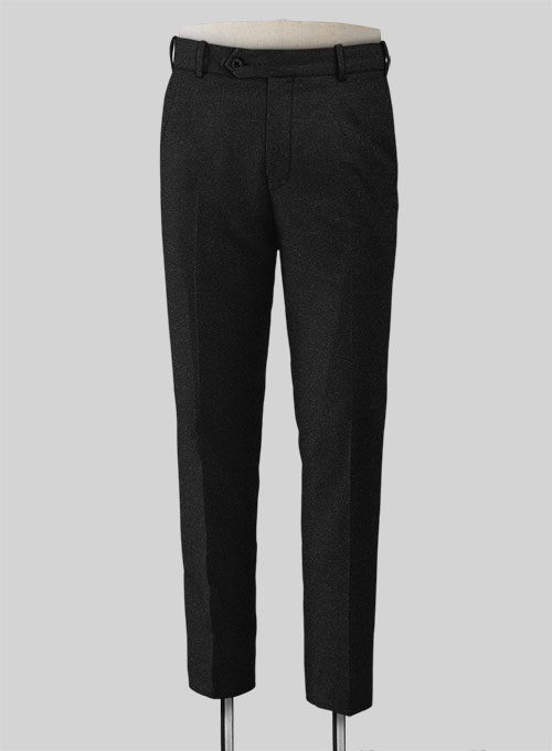Vintage Plain Black Tweed Pants