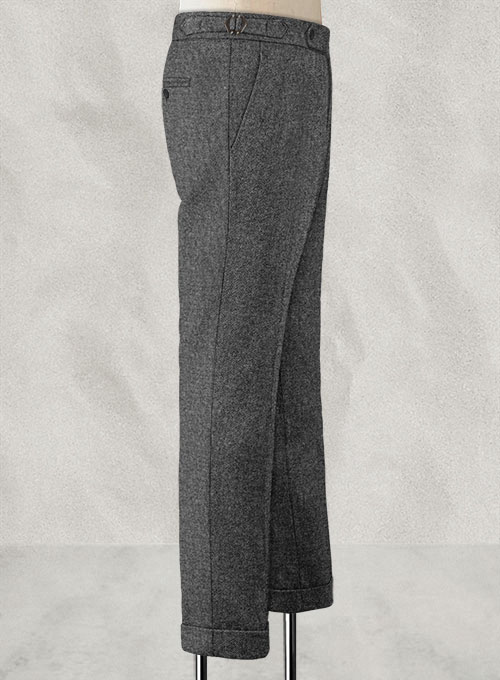 Vintage Plain Dark Gray Highland Tweed Trousers - Click Image to Close