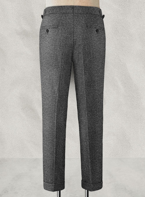 Vintage Plain Dark Gray Highland Tweed Trousers - Click Image to Close