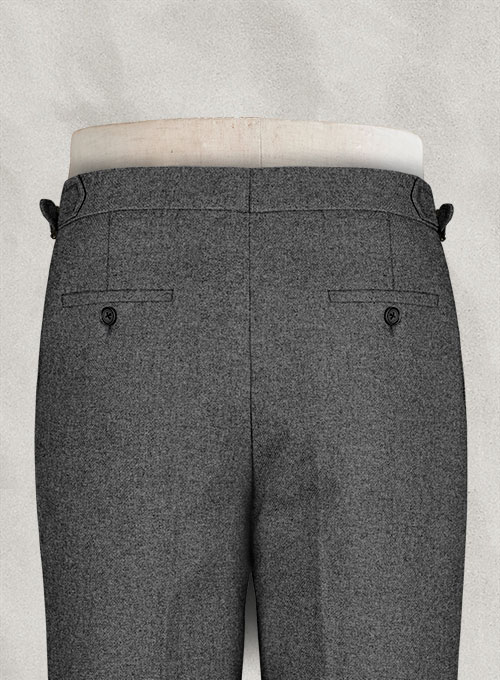 Vintage Plain Dark Gray Highland Tweed Trousers - Click Image to Close