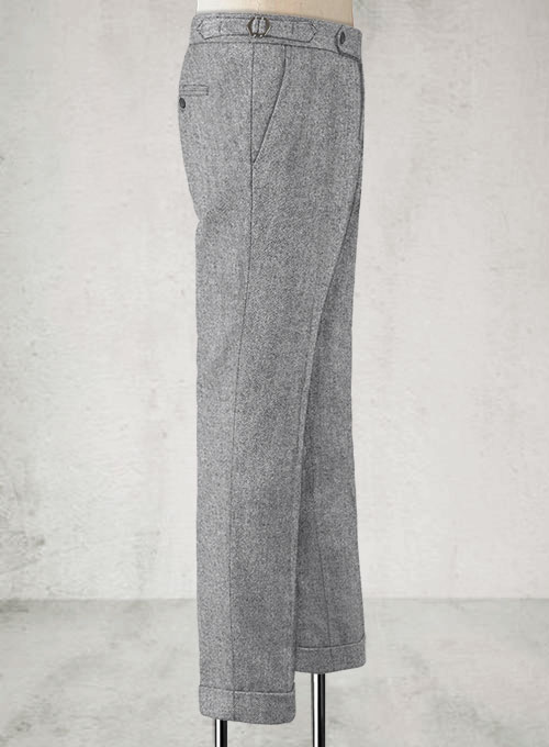 Vintage Plain Gray Highland Tweed Trousers - Click Image to Close