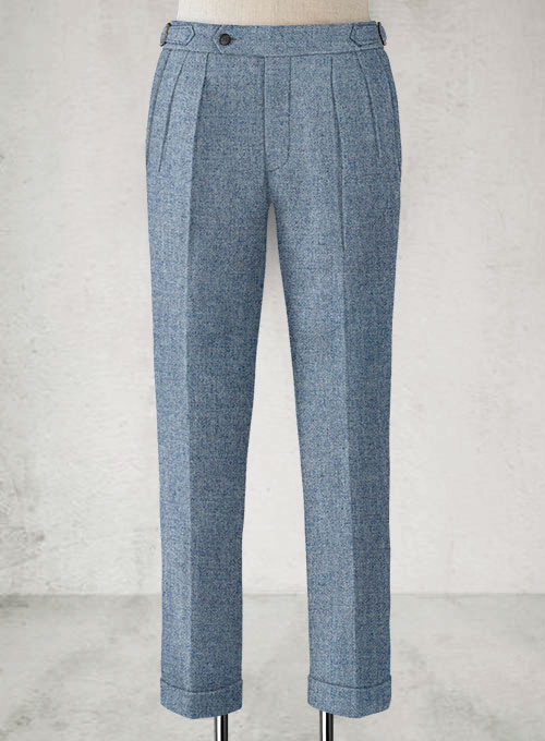 Vintage Rope Weave Spring Blue Highland Tweed Trousers