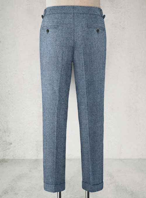 Vintage Rope Weave Spring Blue Highland Tweed Trousers - Click Image to Close