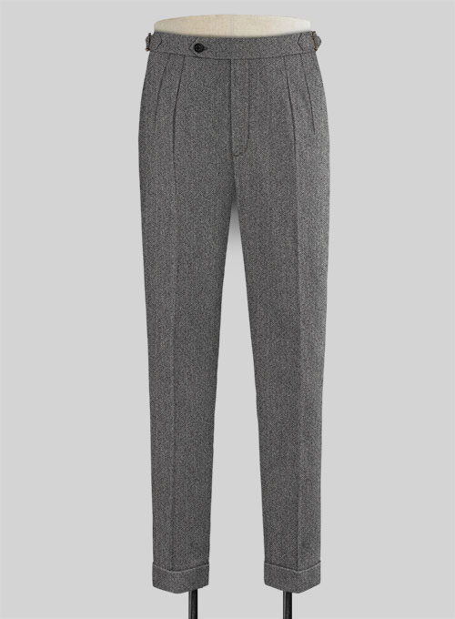 Vintage Herringbone Gray Tweed Highland Trousers