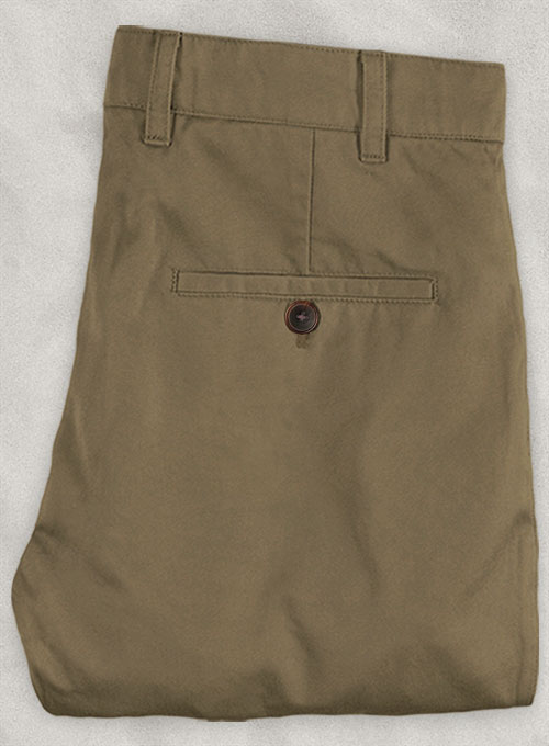 Dark Beige Feather Cotton Canvas Stretch Chino Pants - Click Image to Close