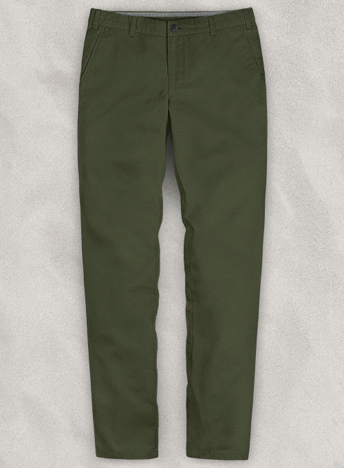 Stretch Summer Weight Olive Green Chino Pants