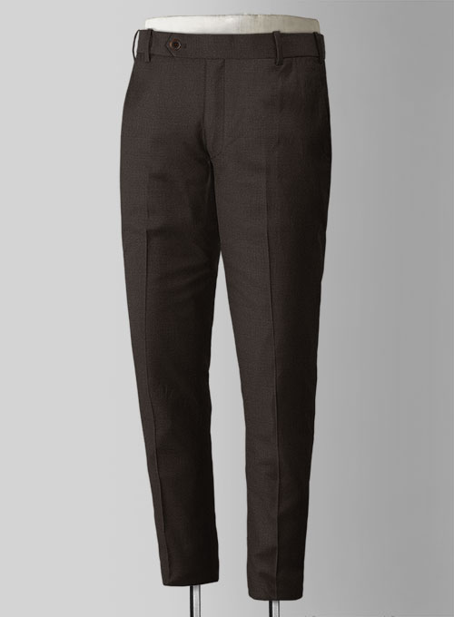 Worsted Dark Brown Wool Pants : Made To Measure Custom Jeans For