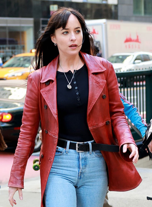 Dakota Johnson Madame Web Leather Trench Coat