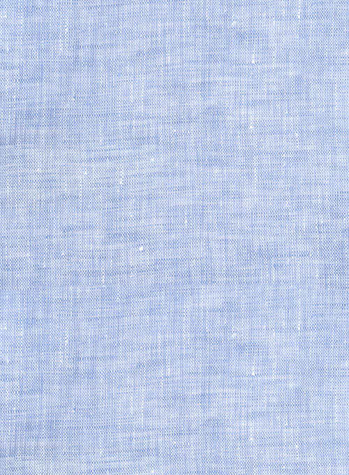 European Mist Blue Linen Shirt - Half Sleeves