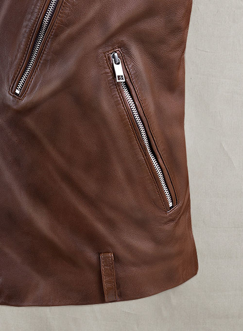 Beast Spanish Brown Biker Leather Jacket - Click Image to Close