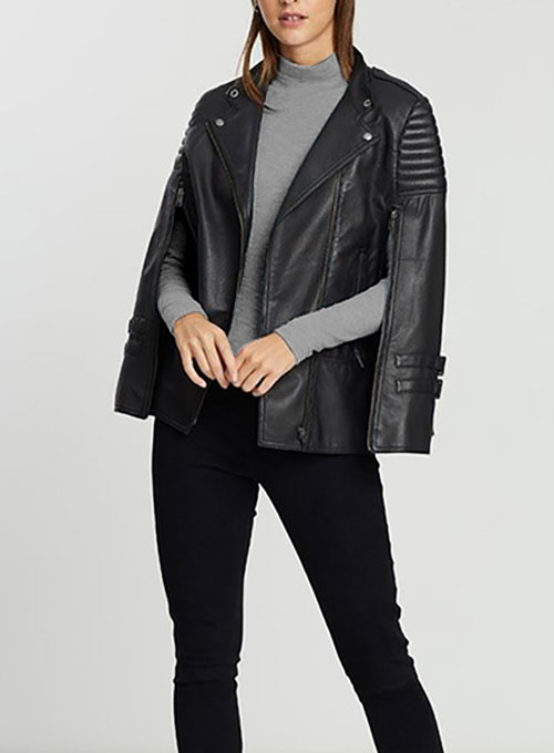 Biker Style Leather Cape Poncho