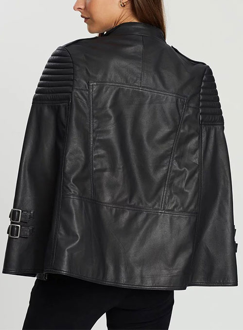 Biker Style Leather Cape Poncho