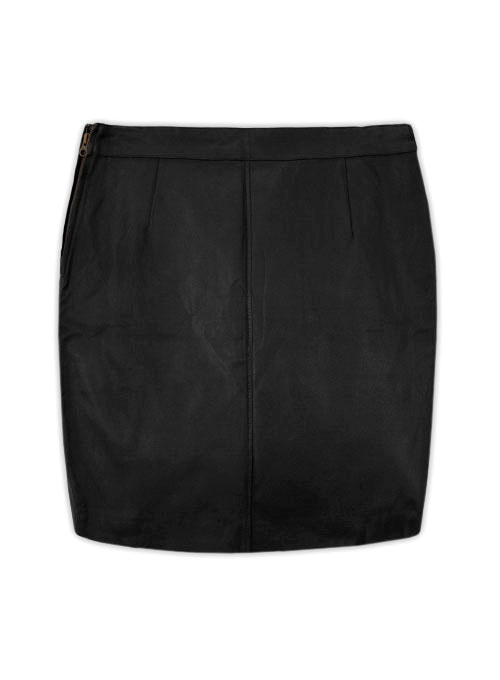 Black Basic Leather Skirt - # 153 - M Regular