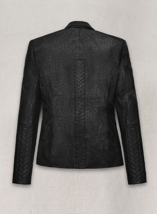 Black Ostrich Eva Mendes Ghost Rider Leather Blazer