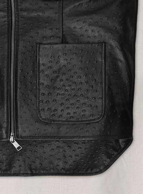Black Ostrich Leather Vest # 335 - Click Image to Close