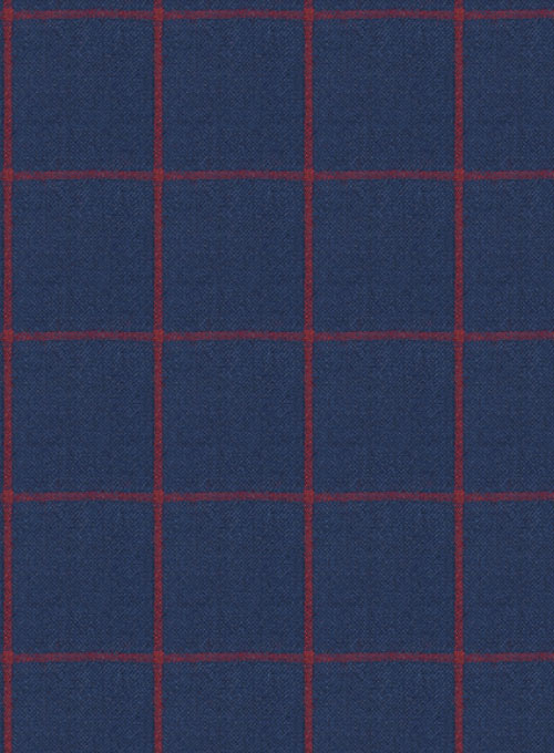 Blue Red Windowpane Flannel Wool Jacket