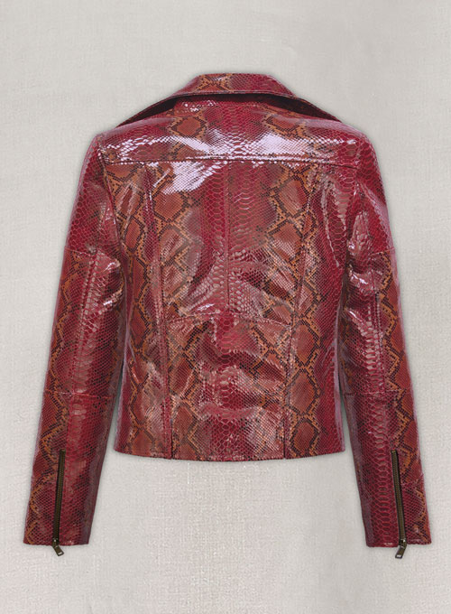 Bold Red Python Leather Jacket # 228 - Click Image to Close