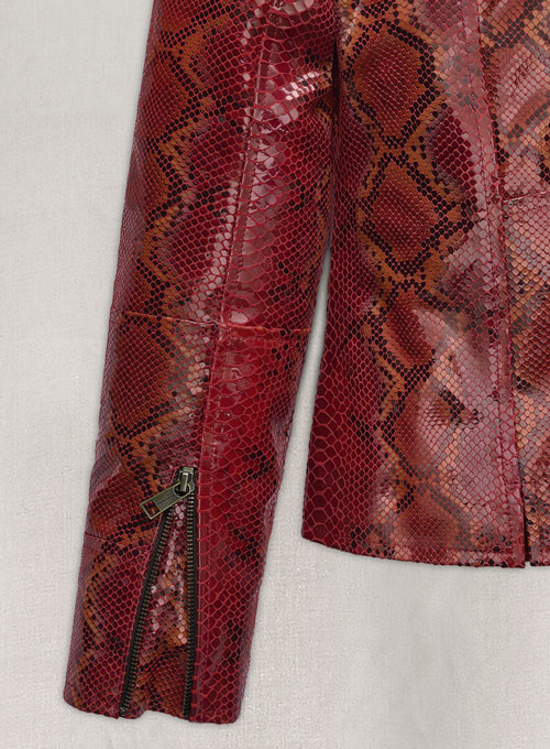 Bold Red Python Leather Jacket # 228 - Click Image to Close