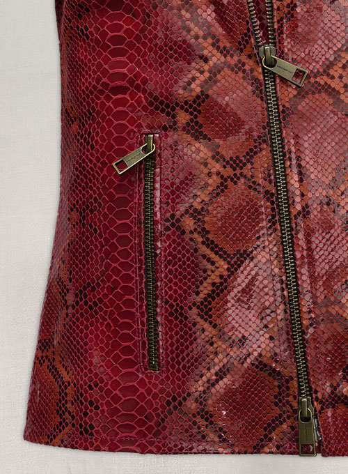 Bold Red Python Leather Jacket # 228 - Click Image to Close