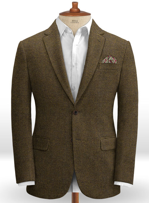 Bottle Brown Herringbone Tweed Jacket : Made To Measure Custom Jeans ...