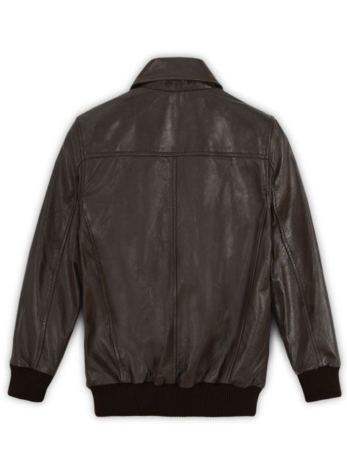 Brown Wax Classic Bomber Leather Jacket - Click Image to Close