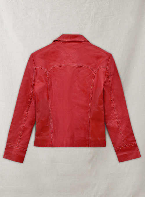 RED BRAD PITT FIGHT CLUB LEATHER JACKET - 42 Female