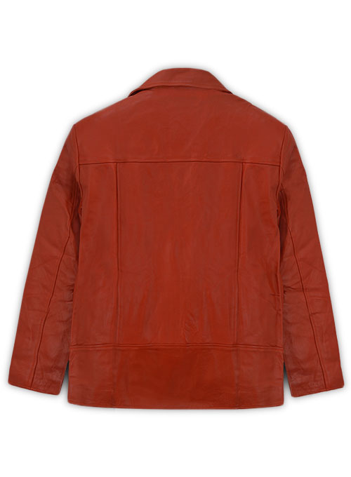Bright Orange Leather Jacket #810 - M Regular