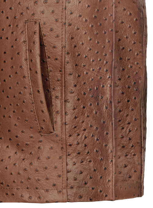 Brown Ostrich Leather Hipster Jacket #2 - Click Image to Close