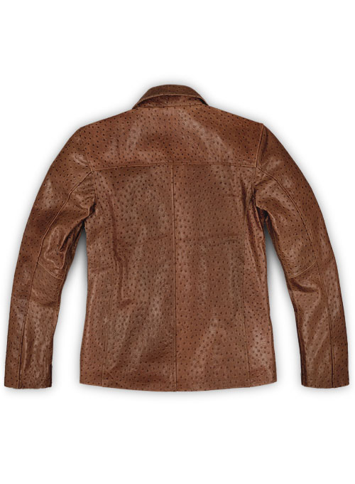 Brown Ostrich Leather Hipster Jacket #2