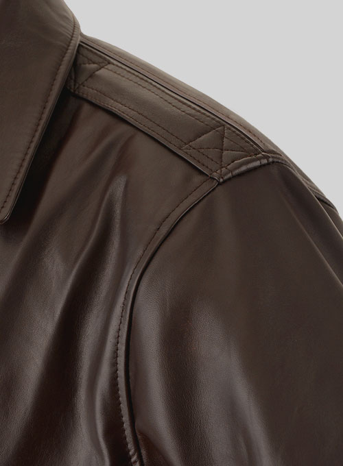 Brown Steve Carell Welcome to Marwen Bomber Leather Jacket - Click Image to Close