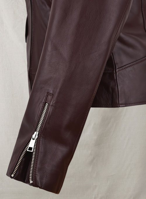 Burgundy Meghan Markle Leather Jacket