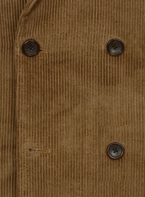 Camel Thick Corduroy Double Breasted Jacket