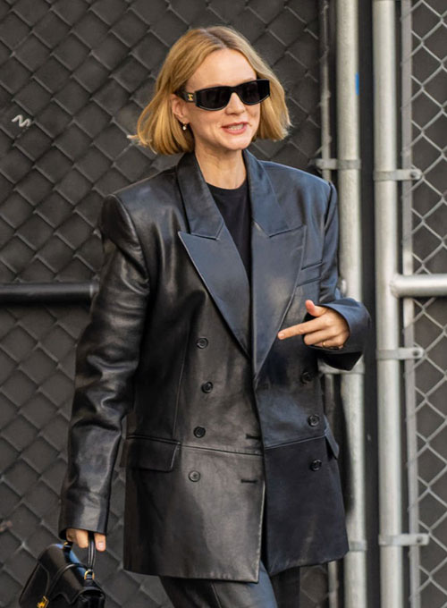 Carey Mulligan Leather Trench Coat - Click Image to Close