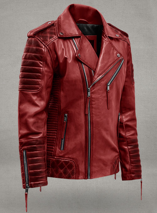 Charles Burnt Red Leather Jacket - Click Image to Close