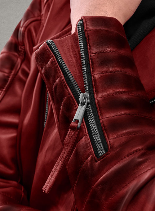 Charles Burnt Red Leather Jacket - Click Image to Close