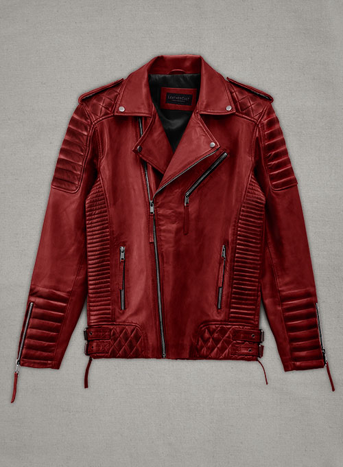 Charles Burnt Red Leather Jacket - Click Image to Close