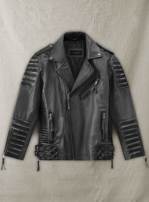 Charles Burnt Charcoal Leather Jacket - Click Image to Close