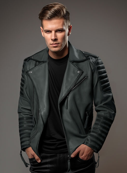 Charles Burnt Charcoal Leather Jacket