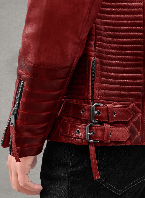 Charles Burnt Red Leather Jacket - Click Image to Close