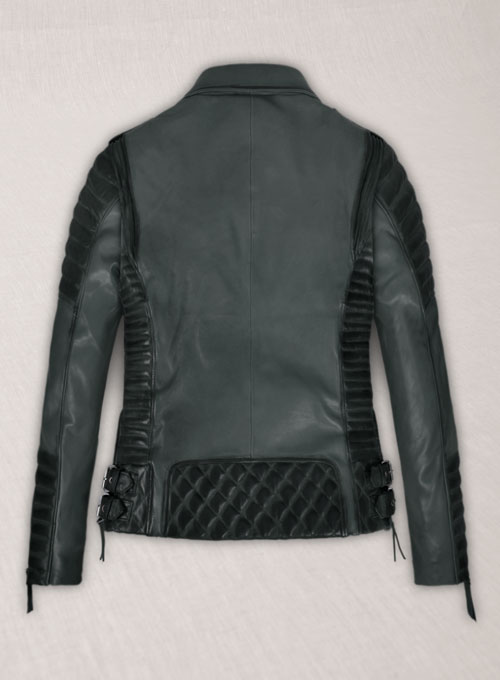 Charlotte Burnt Charcoal Leather Jacket - Click Image to Close