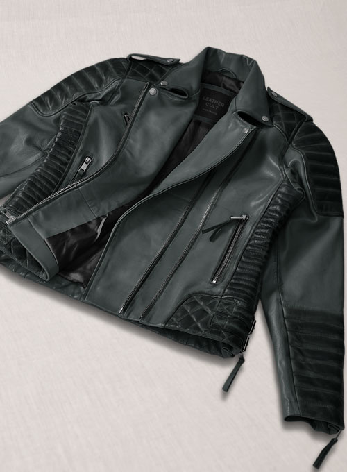 Charlotte Burnt Charcoal Leather Jacket - Click Image to Close