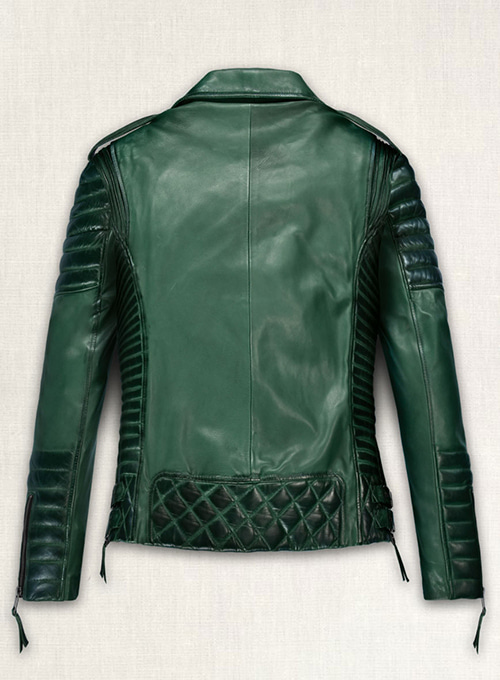 Charlotte Burnt Green Leather Jacket