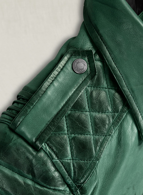 Charlotte Burnt Green Leather Jacket