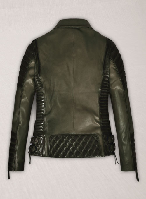 Charlotte Burnt Olive Leather Jacket - Click Image to Close