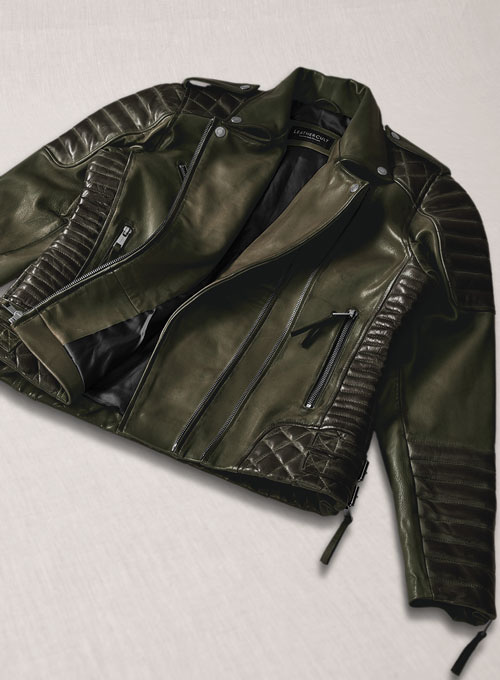 Charlotte Burnt Olive Leather Jacket - Click Image to Close