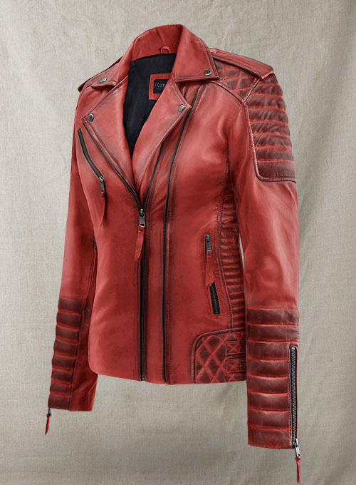 Charlotte Burnt Red Leather Jacket - Click Image to Close