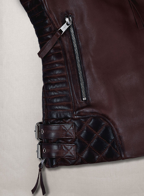 Charlotte Burnt Wine Leather Jacket - Click Image to Close