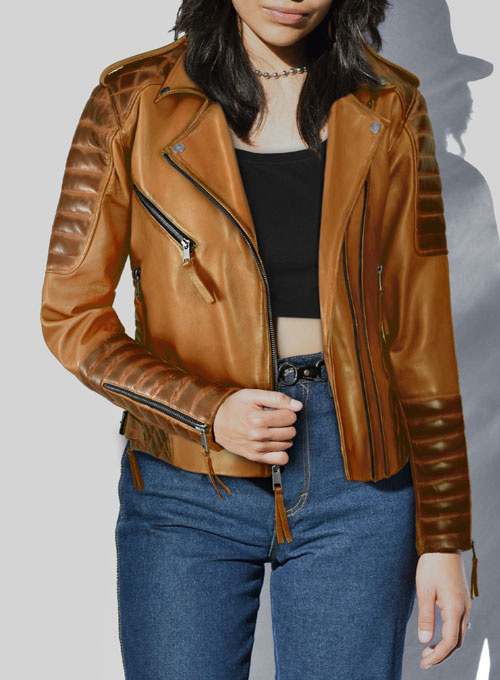 Charlotte Burnt Mustard Leather Jacket - Click Image to Close